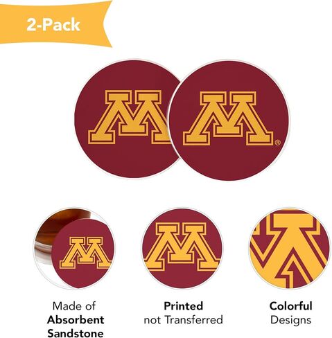 شركة Desert Cactus University of Minnesota Car Coaster Golden Gophers Custers Custer Custer Custer Set of 2 (Design A) in Saudi Arabia