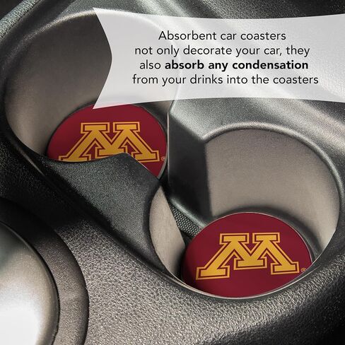 شركة Desert Cactus University of Minnesota Car Coaster Golden Gophers Custers Custer Custer Custer Set of 2 (Design A) in Saudi Arabia
