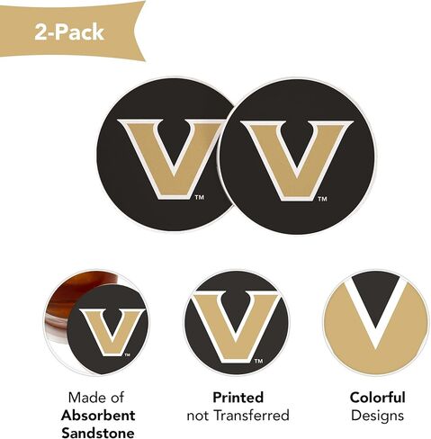 Desert Cactus Vanderbilt University Car Coaster Commodores VU Absorbent Sandstone Car Cup Coasters Set of 2 (Design A) in Saudi Arabia