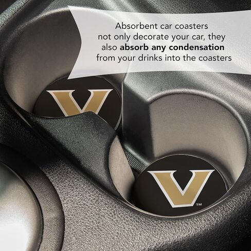 Desert Cactus Vanderbilt University Car Coaster Commodores VU Absorbent Sandstone Car Cup Coasters Set of 2 (Design A) in Saudi Arabia