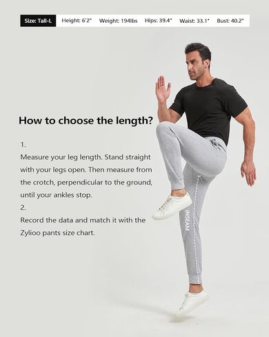 Zylioo Extra Long Fleece Sweatpants for Men, Men's Grey Fleece Lined Sweatpants with 34 Inseam, Men's Tall Winter Joggers in Saudi Arabia