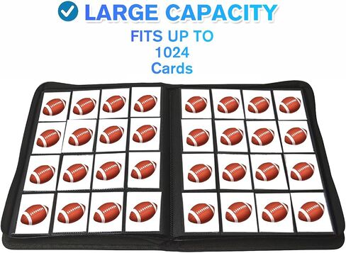 16 Pocket Card Binder, 1000+ Premium Zip Trading Card Binder, Double Sided Pocket Card Binder Album, Ringless Card Folder for MTG, TCG, Sports Card (Black, 16Pockets) in Saudi Arabia