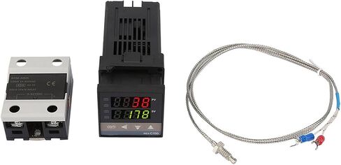 وحدة تحكم درجة حرارة PID REX C100 ، 0 ℃ ~ 1300 ℃ الإنذار الرقمي LED PID TERPARTING THERMOSTAT KIT AC 110V -240V مع استشعار K THERMOCOUPLE/TEMPTY ، MAX 40A SSR in Saudi Arabia