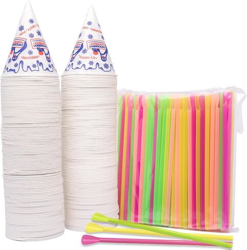 200 Snow Cone Cups 6 Oz and 200 Spoon Straws in Saudi Arabia