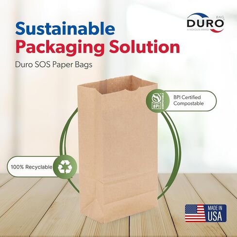 Duro Bag 5# SOS Bag 35# 100% Recycled Natural Kraft (100 Pack) in Kuwait
