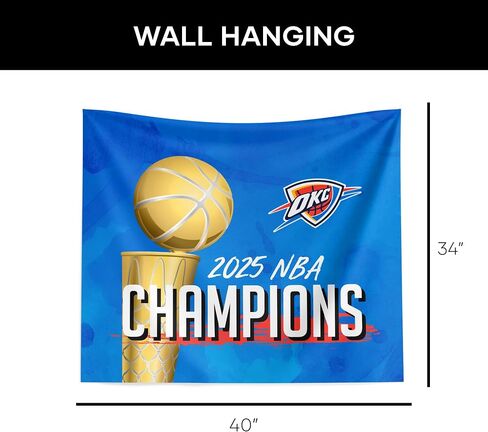 Oklahoma City Thunder 2025 NBA Champions Banner Up Printed Wall Hanging, Official Team Logo & Championship Years, 34" x 40" Polyester Tapestry, Bold Fan Decor for Home, Office, or Game Room in Saudi Arabia