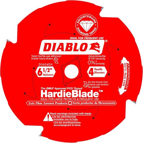 Diablo PCD Fiber Cement Hardieblade مع طلاء Perma Shield غير لاصقة-6-1/2 "قطر ، 4 TCG ، 5/8" Arbor ، 10000 MAX RPM-D0604DHA in Saudi Arabia