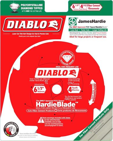 Diablo PCD Fiber Cement Hardieblade مع طلاء Perma Shield غير لاصقة-6-1/2 "قطر ، 4 TCG ، 5/8" Arbor ، 10000 MAX RPM-D0604DHA in Saudi Arabia