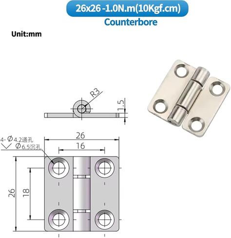 تخميد صغير توقف عن مفصلات قابلة للطي 1pcs (0.3n.m-counterbore) in Saudi Arabia