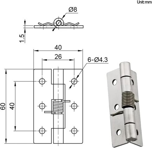 Stainless Steel Spring Hinges Closing Resetting Hardware Accessories 1Pcs in Saudi Arabia