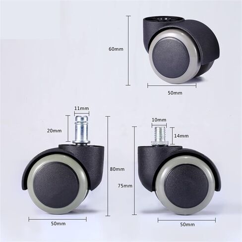 Universal Mute Chair Wheel Caster 2 Inch 50kg Swivel Castor Furniture Wheels Roller Rubber 10Pcs(Embed Type) in Saudi Arabia