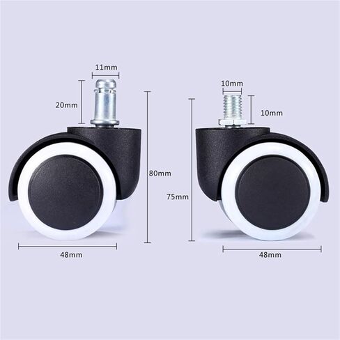 Universal Mute Chair Wheel Caster 2 Inch 50kg Swivel Castor Furniture Wheels Roller Rubber 10Pcs(Embed Type) in Saudi Arabia