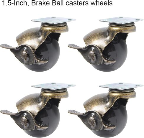 4pcs 2 Inch 50mm Bearing Capacity 30kg Black Trolley Wheels Caster Rubber Swivel Casters(with Brake casters,2 inch) in Saudi Arabia