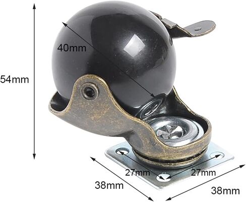 4pcs 2 Inch 50mm Bearing Capacity 30kg Black Trolley Wheels Caster Rubber Swivel Casters(with Brake casters,2 inch) in Saudi Arabia