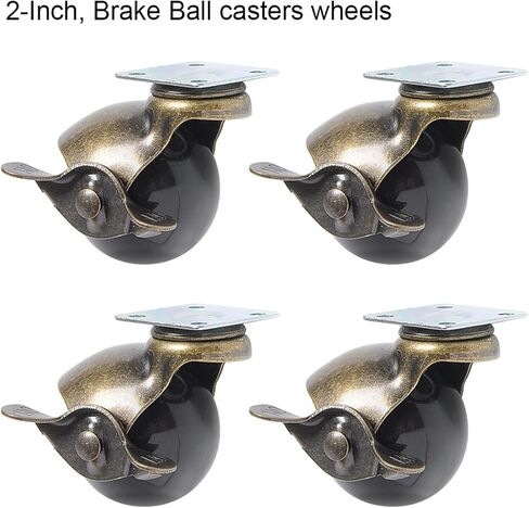 4pcs 2 Inch 50mm Bearing Capacity 30kg Black Trolley Wheels Caster Rubber Swivel Casters(with Brake casters,2 inch) in Saudi Arabia