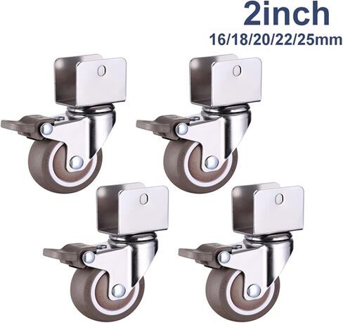 4pcs الأثاث عجلات 2 بوصة سرير المشبك خزانة المشبك مع عجلات الفرامل ناعم من المطاط الدوارة العجلات (1،20mm) in Saudi Arabia