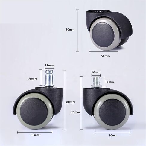 Universal Mute Chair Wheel Caster 2 Inch 50kg Swivel Castor Furniture Replace Wheels Roller 5Pcs(Embed Type) in Saudi Arabia
