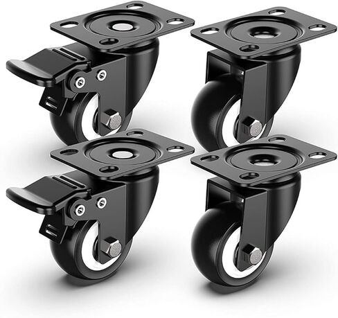 4Pcs 1.6in with Dual Locking and Polyurethane Foam No Noise Wheels, Load Bearing 440 Lbs in Saudi Arabia