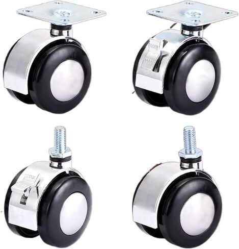 2 Inch Chair Wheel Furniture Caster Heavy Duty M8 / Plate Alloy Swivel Castor Wheels Trolley 4Pcs(Screw with Brake) in Saudi Arabia