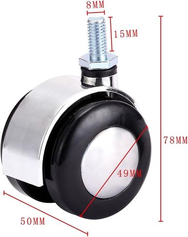 2 Inch Chair Wheel Furniture Caster Heavy Duty M8 / Plate Alloy Swivel Castor Wheels Trolley 4Pcs(Screw with Brake) in Saudi Arabia
