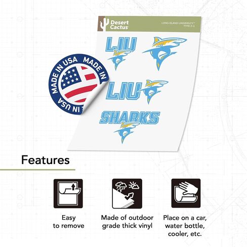 Desert Cactus Long Island University ملصق Liu Sharks Sticker Vinyl Scal in Saudi Arabia
