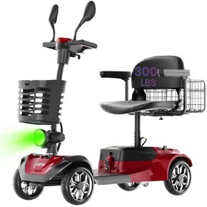 4-Wheel Foldable Mobility Scooters for Seniors, Detachable Battery, Upgraded Large Seat, Electric Scooter for Adults 15-Mile Range, Front & Rear Baskets, USB Port, Dual Mirrors, LED Headlight in Saudi Arabia