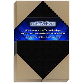 200 Black Linen 80# Cover Paper Sheets - 4.5" X 6.5" (4.5X6.5 Inches) Invitation 1/2" Smaller than 5X7 Size - Card Weight - Deep Dye, Fine Linen Textured Finish - Quality Cardstock in Kuwait