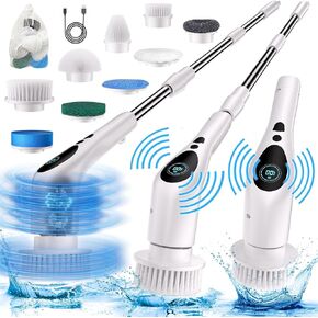 Electric Spin Scrubber, Electric Spin Cordless Tub and Tile Scrubber with Voice Broadcasting 3 Speed 9 Replaceable Clean Heads Power Spin Scrubbers in Saudi Arabia
