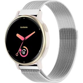 Mesh Metal 20mm Watch Band Compatible with Garmin Forerunner 55/165/Vivoactive 5/6/Venu Sq 2,Stainless Steel Magnetic Clasp Quick Release Strap for Forerunner 245/645/Vivoactive 3 Women in Kuwait
