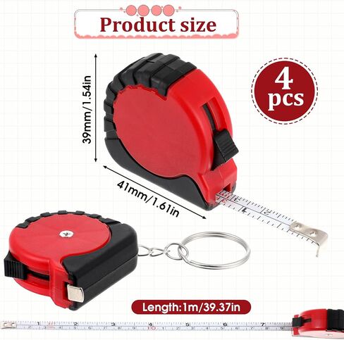 4 Pcs Mini Keychain Tape Measure 3Ft Retractable Measuring Tape Portable Pocket Measurement Tape with Stable Slide Lock Measuring Tape Ruler for Body Measuring Easy Read Metric/Inch in Saudi Arabia