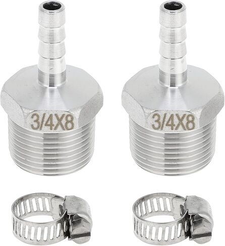 304 Stainless Steel Hose Barb Fittings 5/16" OD 3/4" BSPT Male Thread Straight Barb Connector for Air Water Oil Gas Fuel 1 Set Silver Tone in Saudi Arabia