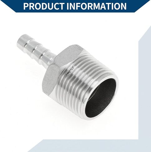 304 Stainless Steel Hose Barb Fittings 5/16" OD 3/4" BSPT Male Thread Straight Barb Connector for Air Water Oil Gas Fuel 1 Set Silver Tone in Saudi Arabia