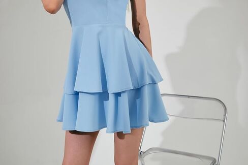 Women Halter Backless Short Dress Adjustable Circle Tie Back Spaghetti Strap Models Cute Dress for School Homecoming,Party in Saudi Arabia