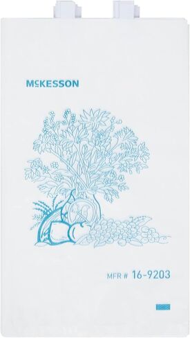 McKesson Bedside Bags - Polyethylene, Blue and White Floral Print, Open-Ended, Disposable - 0.5 mil, 7 in x 11.5 in, 100 Count, 20 Packs, 2000 Total in Saudi Arabia