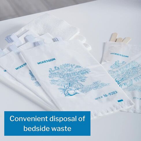 McKesson Bedside Bags - Polyethylene, Blue and White Floral Print, Open-Ended, Disposable - 0.5 mil, 7 in x 11.5 in, 100 Count, 20 Packs, 2000 Total in Saudi Arabia