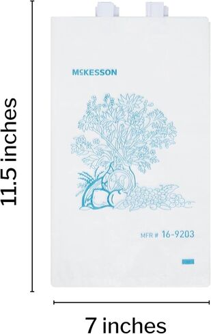 McKesson Bedside Bags - Polyethylene, Blue and White Floral Print, Open-Ended, Disposable - 0.5 mil, 7 in x 11.5 in, 100 Count, 20 Packs, 2000 Total in Saudi Arabia