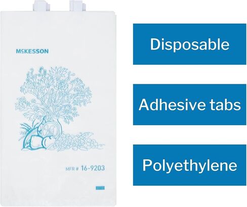McKesson Bedside Bags - Polyethylene, Blue and White Floral Print, Open-Ended, Disposable - 0.5 mil, 7 in x 11.5 in, 100 Count, 20 Packs, 2000 Total in Saudi Arabia