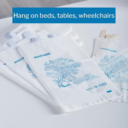 McKesson Bedside Bags - Polyethylene, Blue and White Floral Print, Open-Ended, Disposable - 0.5 mil, 7 in x 11.5 in, 100 Count, 20 Packs, 2000 Total in Saudi Arabia
