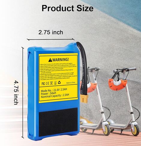 21.6V 2500mAh Scooter Li-ion Battery بديل لـ Smoosat Electric Kids Scooter E9 / E9 Pro / E9 Apex 54WH (حزمة واحدة) in Kuwait