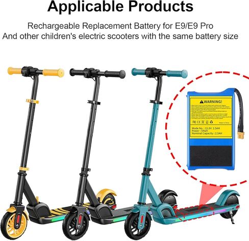21.6V 2500mAh Scooter Li-ion Battery بديل لـ Smoosat Electric Kids Scooter E9 / E9 Pro / E9 Apex 54WH (حزمة واحدة) in Kuwait
