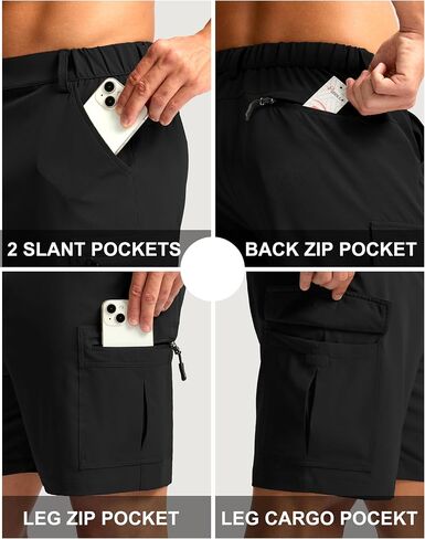 Pudolla Men's Hiking Cargo Shorts 7" Lightweight Quick Dry Casual Work Shorts for Men Summer Travel Golf with 5 Pockets in Kuwait