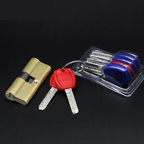 Brass Door Handle Lock Cylinder 7 Keys for Bedroom Bathroom Interior Front Door Home Hardware DIY MS437 A 1Pcs(80mm C) in Saudi Arabia