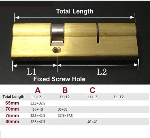 Brass Door Handle Lock Cylinder 7 Keys for Bedroom Bathroom Interior Front Door Home Hardware DIY MS437 A 1Pcs(80mm C) in Saudi Arabia