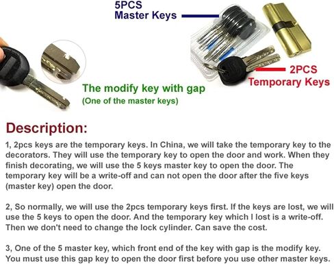 Brass Door Handle Lock Cylinder 7 Keys for Bedroom Bathroom Interior Front Door Home Hardware DIY MS437 A 1Pcs(80mm C) in Saudi Arabia