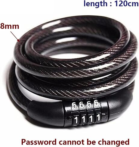 Bike Motorcycle Chian Lock 4 Digital Code Cable Lock for Cycling Bicycle Length 120cm 1Pcs in Saudi Arabia