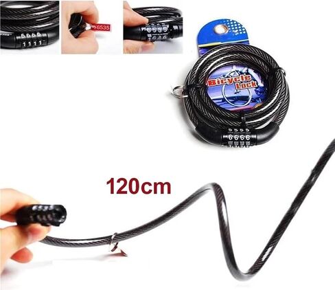 Bike Motorcycle Chian Lock 4 Digital Code Cable Lock for Cycling Bicycle Length 120cm 1Pcs in Saudi Arabia