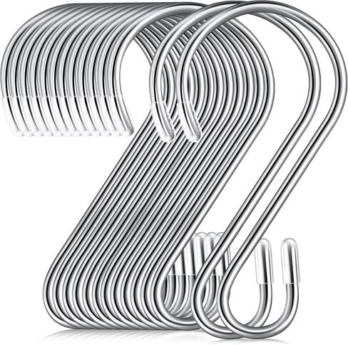 Hotop 100 Pcs S Shaped Stainless Steel Hooks Metal Hanging Curtain Hooks Pan Pot Holder Rack for Hanging Pot, Pan, Cups, Plants, Bags, Jeans, Towels (Black,1.57 Inch) in Saudi Arabia