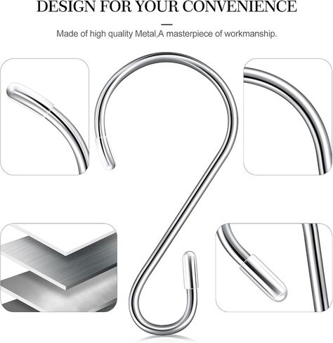 Hotop 100 Pcs S Shaped Stainless Steel Hooks Metal Hanging Curtain Hooks Pan Pot Holder Rack for Hanging Pot, Pan, Cups, Plants, Bags, Jeans, Towels (Black,1.57 Inch) in Saudi Arabia