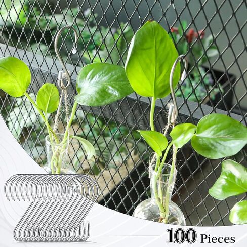 Hotop 100 Pcs S Shaped Stainless Steel Hooks Metal Hanging Curtain Hooks Pan Pot Holder Rack for Hanging Pot, Pan, Cups, Plants, Bags, Jeans, Towels (Black,1.57 Inch) in Saudi Arabia