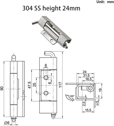 Stainless Steel Detachable Welded Concealed Box Cabinet Door Hinge 1Pcs(Height 27.5mm) in Saudi Arabia